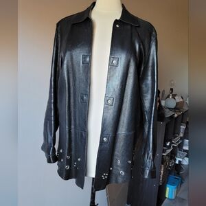 Vintage Women's Black Leather Jacket Size S